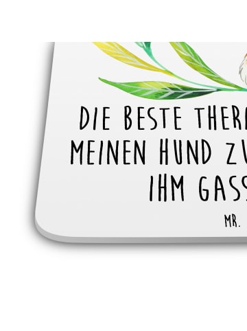 Mr. & Mrs. Panda Gläseruntersetzer Hund Blumen mit Spruch in Weiß