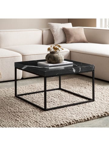 KADIMA DESIGN Couchtisch 60x60x38 cm Sofatisch in Marmor-Optik Modern, in Schwarz