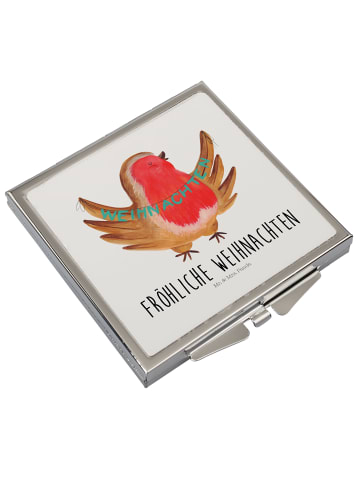 Mr. & Mrs. Panda Handspiegel Rotkehlchen Weihnachten mit Spruch in Weiß