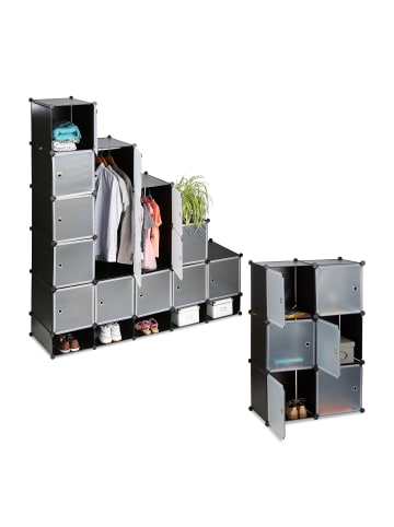 relaxdays Kleiderschrank Stecksystem in Schwarz - (B)180 x (H)234 x (T)46,5 cm