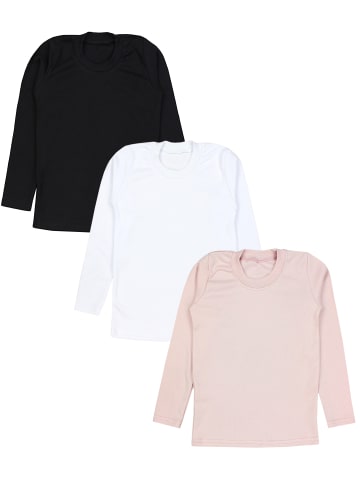 TupTam Mädchen Langarmshirt 3er Pack in weiß-kombi