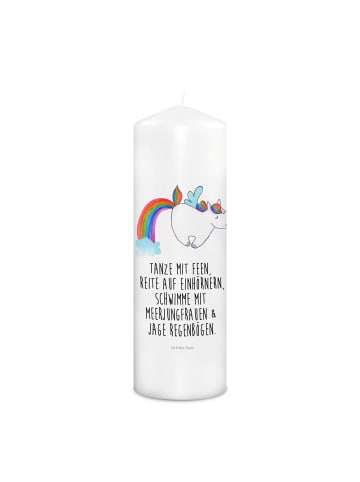 Mr. & Mrs. Panda Wachskerze Einhorn Fliegendes Pferd mit Spruch in Weiß