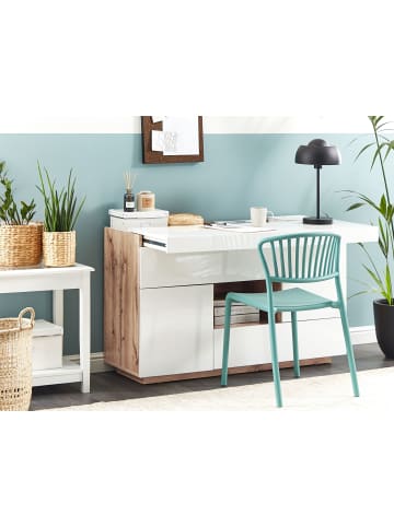 Beliani Schreibtisch GORAN in Weiß/Braun - (W) 120 x (H) 77 x (L) 42 cm