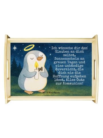 Mr. & Mrs. Panda Tablett Pinguin Kommunion Design mit Spruch in Weiß