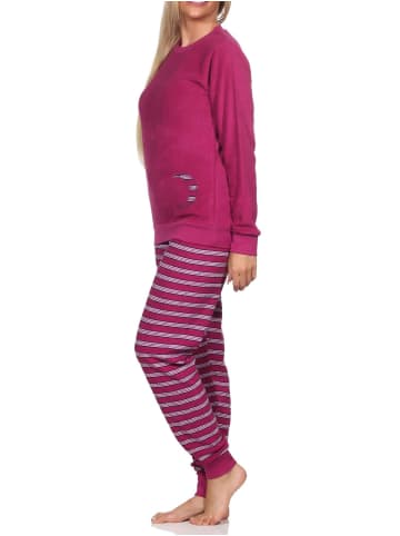 NORMANN Frottee langarm Schlafanzug Bündchen Pyjama - 82641 in beere