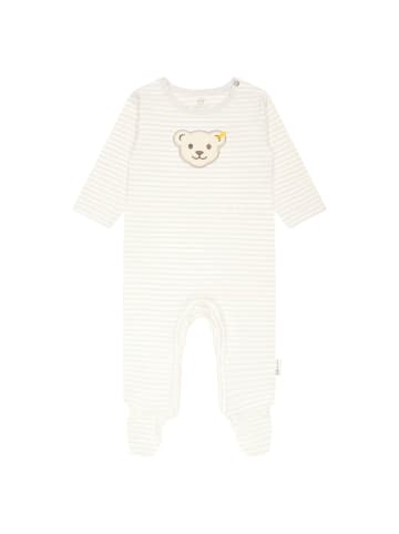 Steiff Strampler in Beige/Weiß
