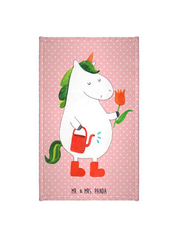 Mr. & Mrs. Panda Baumwollhandtuch Einhorn Gärtner ohne Spruch in Rot Pastell