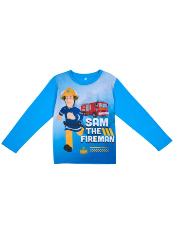 Feuerwehrmann Sam  Langarmshirt mit dem Feuerwehrmann in blau