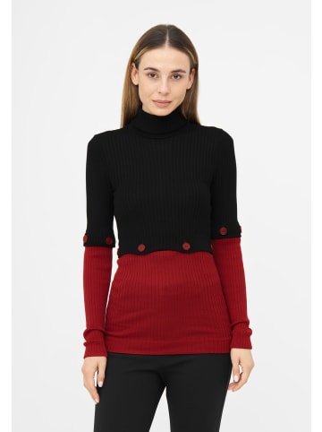 TOOCHE Langarmshirt "Dual Red Elegance" in Schwarz