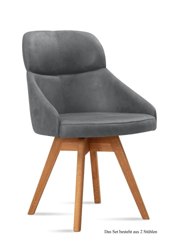 58 aufm Kessel ESSZIMMERSTUHL drehbar (2er-Set) Drala 52x82x63 Eiche geölt/Grau