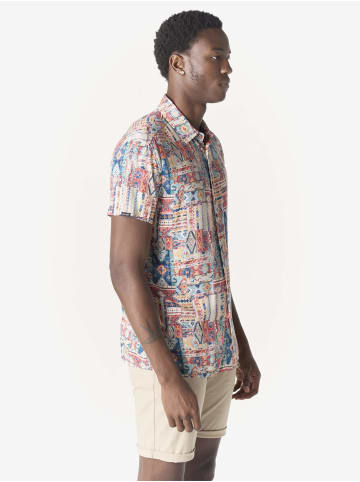 KOROSHI Herren kurzarm-viskosehemd in bunt