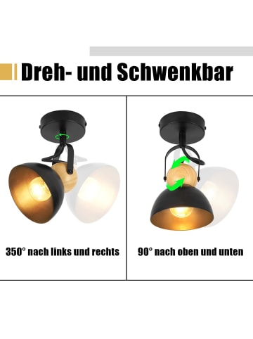 ZMH Deckenleuchte in Schwarz 1-flammige E14 rund Vintage Deckenspot MAX.40W