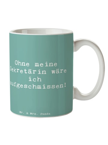 Mr. & Mrs. Panda Geschenktasse Spruch Sekretärin Helfer mit Spruch in Meeresbrise