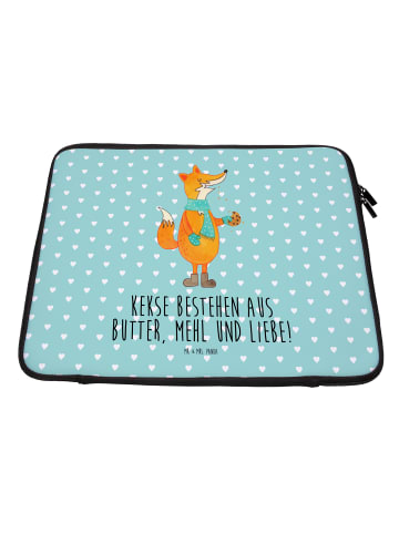 Mr. & Mrs. Panda Laptop Tasche Fuchs Keks mit Spruch in Türkis Pastell