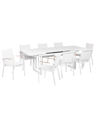 Beliani 9-tlg Gartentisch Set VALCANETTO/BUSSETO in Weiß/Braun