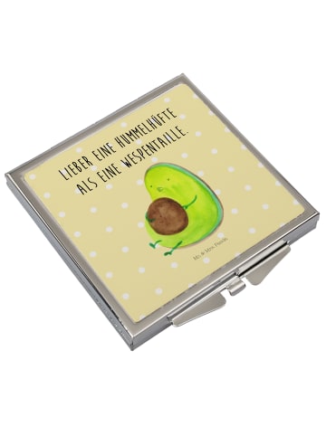 Mr. & Mrs. Panda Quadratischer Spiegel Avocado Pfeifen mit Spruch in Gelb Pastell