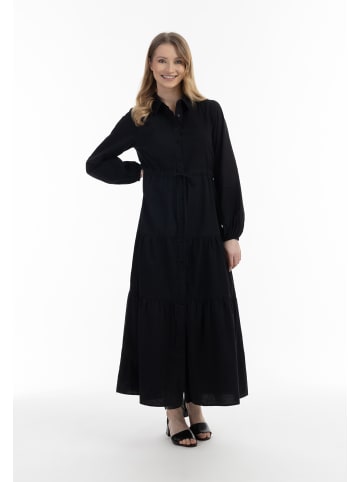 usha WHITE LABEL Damen Maxikleid Aus Baumwolle in Schwarz