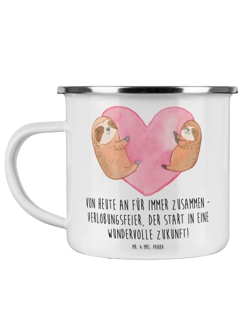 Mr. & Mrs. Panda Camping Emaille Tasse Verlobungsfeier ZuMenschmen ... in Weiß