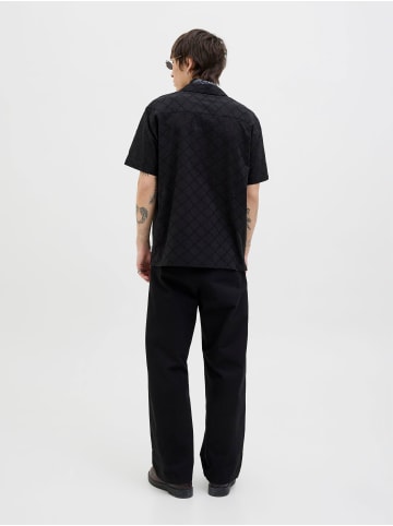Jack & Jones Kurzarmhemd mit Steppmuster und Knopfleiste in Schwarz