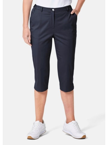 GOLDNER Kurze Caprihose aus Satin mit Stretch in dunkelmarine