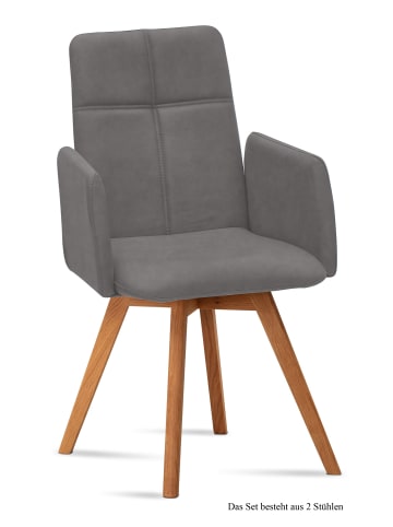 58 aufm Kessel ARMLEHNSTUHL (2er-Set) Dinah 52x92x60 Eiche geölt/Grau