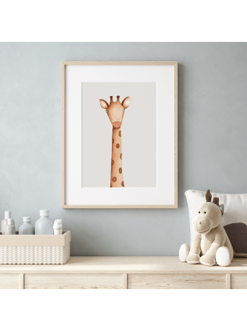 Dori's Prints Poster / Safari Bild "Die Giraffe und Ihre Freunde" - DIN A4