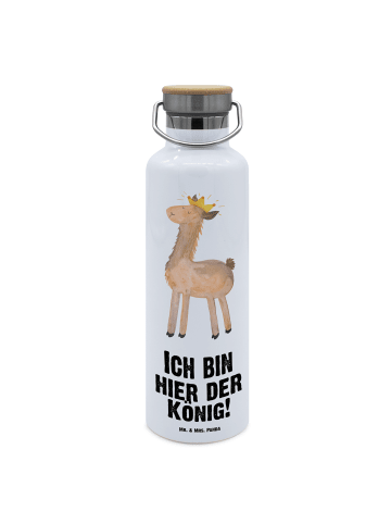 Mr. & Mrs. Panda Trinkflasche Lama König mit Spruch in Weiß