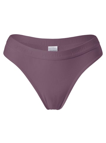 Yenita® Strings 3er Set Damen Tanga mit elastischem Logobund in schwarz-weiss-pflaume