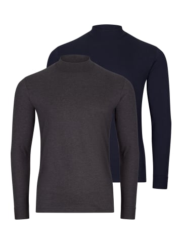 Ragman Langarmshirt Basic in Dunkelgrau / dunkelblau