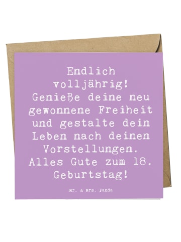 Mr. & Mrs. Panda Deluxe Karte Spruch 18. Geburtstag Freiheit mit... in Lavendeltraum