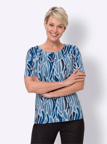 Sieh an! Rundhals-Shirt in hellblau-royalblau-bedruckt