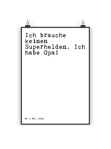 Mr. & Mrs. Panda Kunstdruck Ich brauche keinen Superhelden.... m... in Weiß