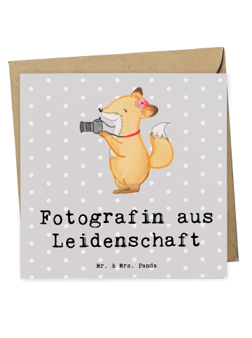 Mr. & Mrs. Panda Geburtskarte Fotografin Leidenschaft mit Spruch in Grau Pastell