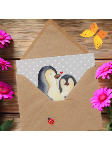 Mr. & Mrs. Panda Einladungskarte Pinguine Einschlafen ohne Spruch in Grau Pastell