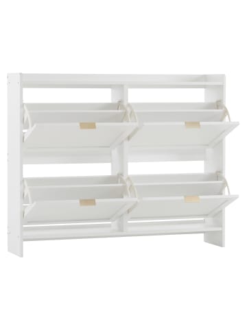ABRIHOME Schuhschrank mit 4 Klappenfächern in Weiß