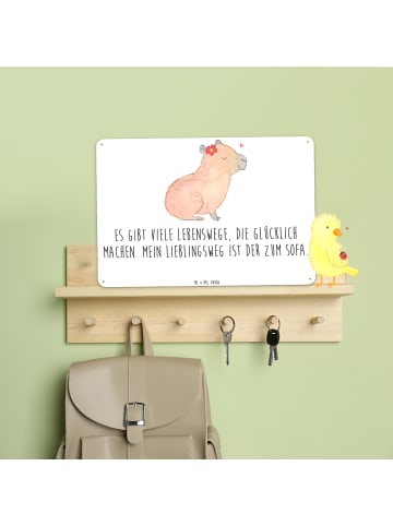 Mr. & Mrs. Panda Blechschild Capybara Blume mit Spruch in Weiß