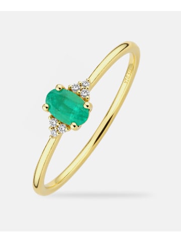 Diamant L'éternel Ring, mit Smaragd, 375 Gelbgold
