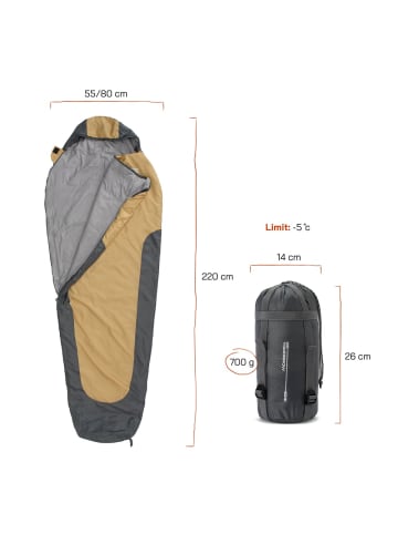 Where Tomorrow Schlafsack 220x80x50cm curry/grau gelb