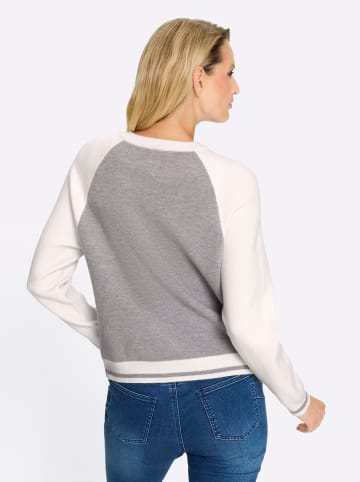 Heine Feinstrickjacke in steingrau-ecru-meliert