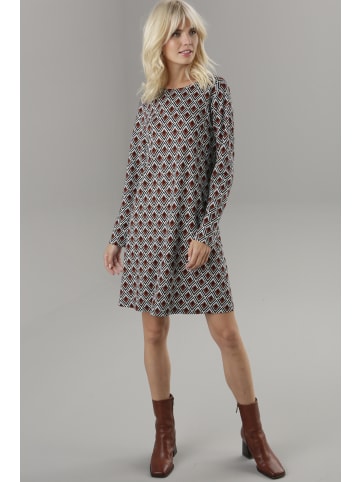 Aniston SELECTED Jerseykleid in schwarz-offwhite-hellblau-rotbraun