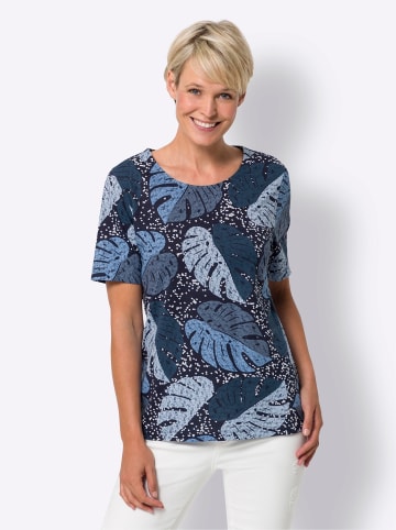 Sieh an! Kurzarmshirt in dunkelblau-weiß-bedruckt