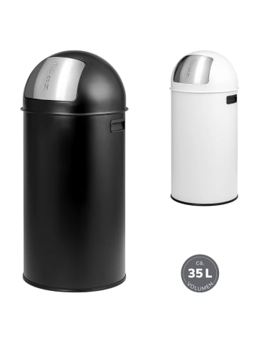 eluno Pushmülleimer 35 Liter aus Stahlblech, Retro Abfalleimer mit abnehmbarem Deckel