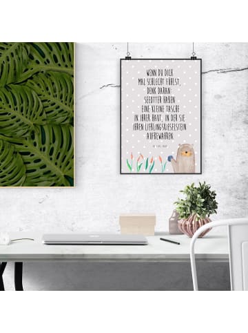 Mr. & Mrs. Panda Print Otter Stein mit Spruch in Grau Pastell