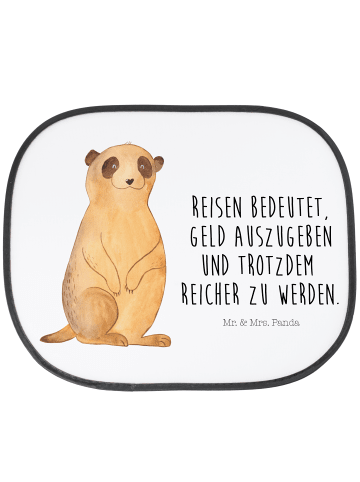 Mr. & Mrs. Panda Sonnenschutz für Auto Erdmännchen mit Spruch in Weiß