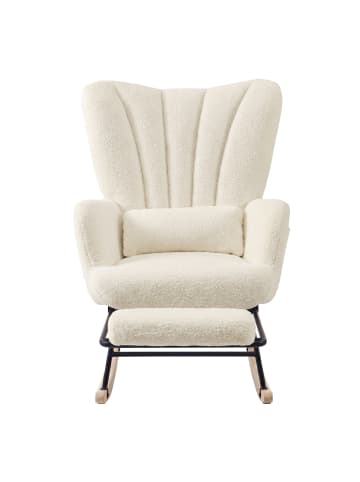 SONGMICS Schaukelsessel Teou in Creme - (B)71.5 x (H)92 x (T)(92-126.5) cm