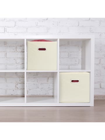 relaxdays 4 x Aufbewahrungsbox in Beige - (B)30 x (H)30 x (T)30 cm