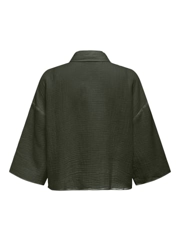 JACQUELINE de YONG Legere Crepe Bluse Weite Ärmel 3/4 Hemdkragen in Grau