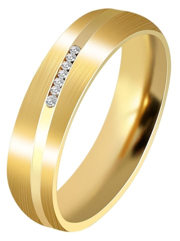Adeliás Damen Ring aus Edelstahl mit Strass Steinchen in gold