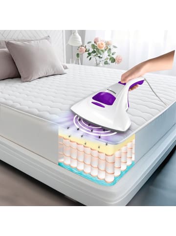 Clean Maxx Milben-Handstaubsauger mit UV-C-Licht 300W lila inkl. 2 Ersatzfilter Weiß