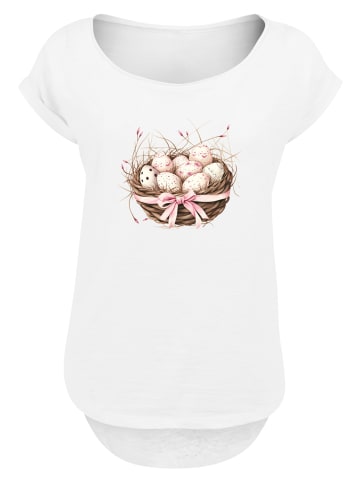 F4NT4STIC Long Cut T-Shirt Osterei Nest Korb Dekor in weiß